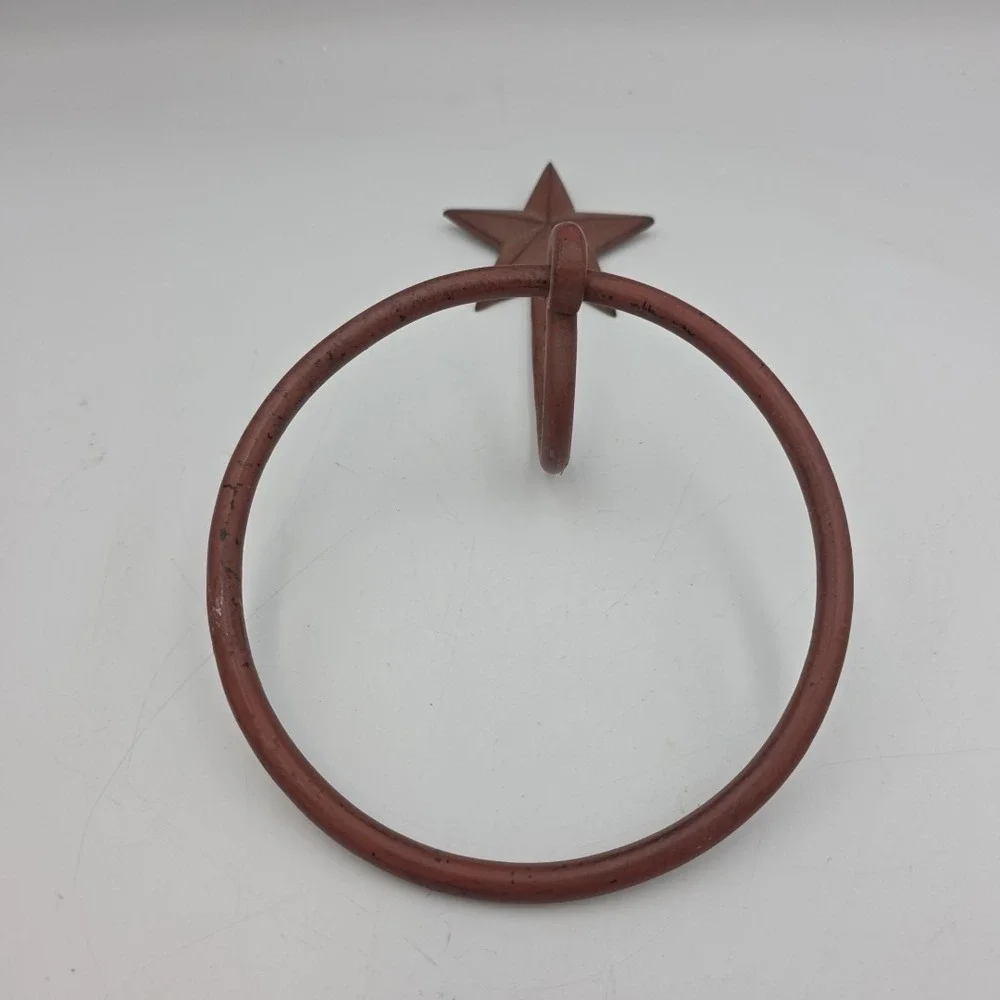 Rustic Metal Barn Star Bathroom Hardware Wall Mounted Hand Towel‎ Holder Ring